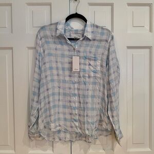 NEW Rails Women’s Blue and White Plaid Shirt in Size Large